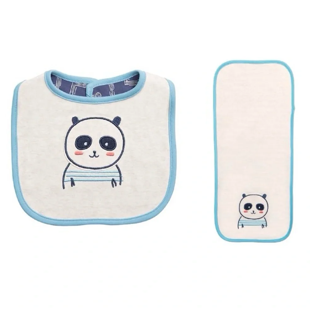 New 2 piece panda bib & burb cloth